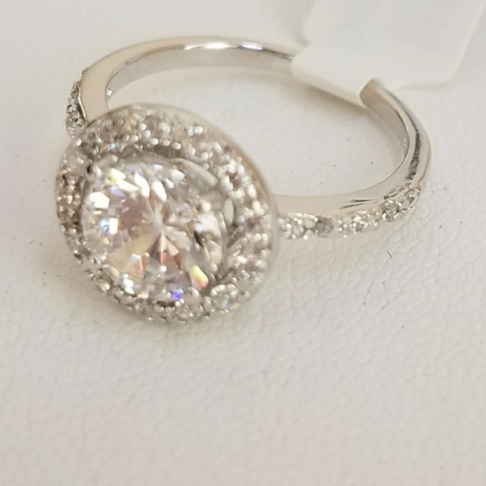 14k white gold plated Engagement Ring sizes 5 6 7 8 9 10 - Picture 3 of 8